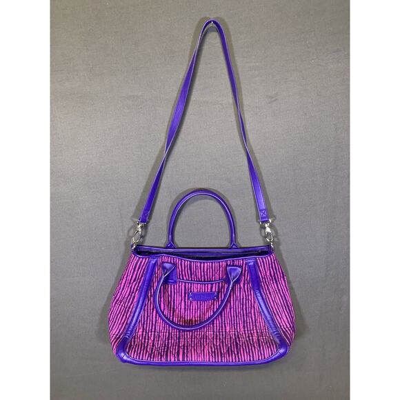 Vera Bradley Crossbody Bag Purse Handbag Purple Impressionista Striped Trimmed - Picture 1 of 13